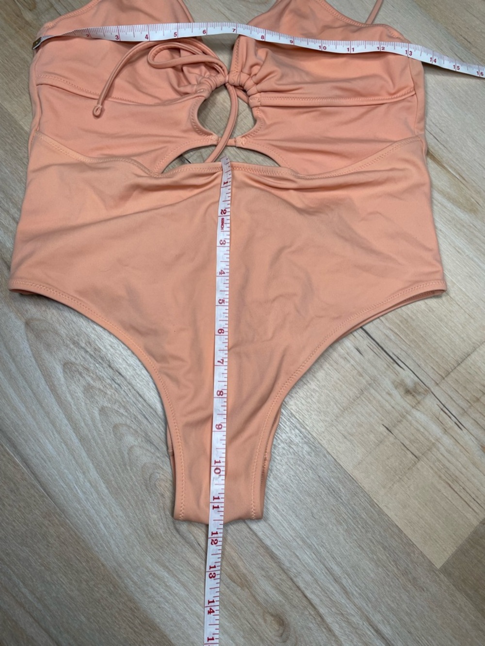 PINK Victoria's Secret Peach One-Piece Swim with Front Cutouts - Picture 7 of 8